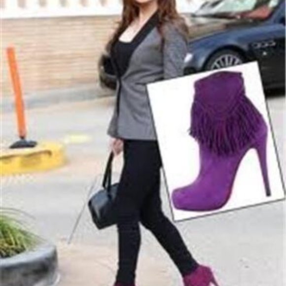 Christian Louboutin ROM 120 Suede Fringe Platform Ankle Bootie Boots - Picture 2 of 15